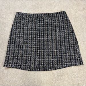 NWT J. Crew Factory Tweed A-Line Skirt Black Zip Size 16
